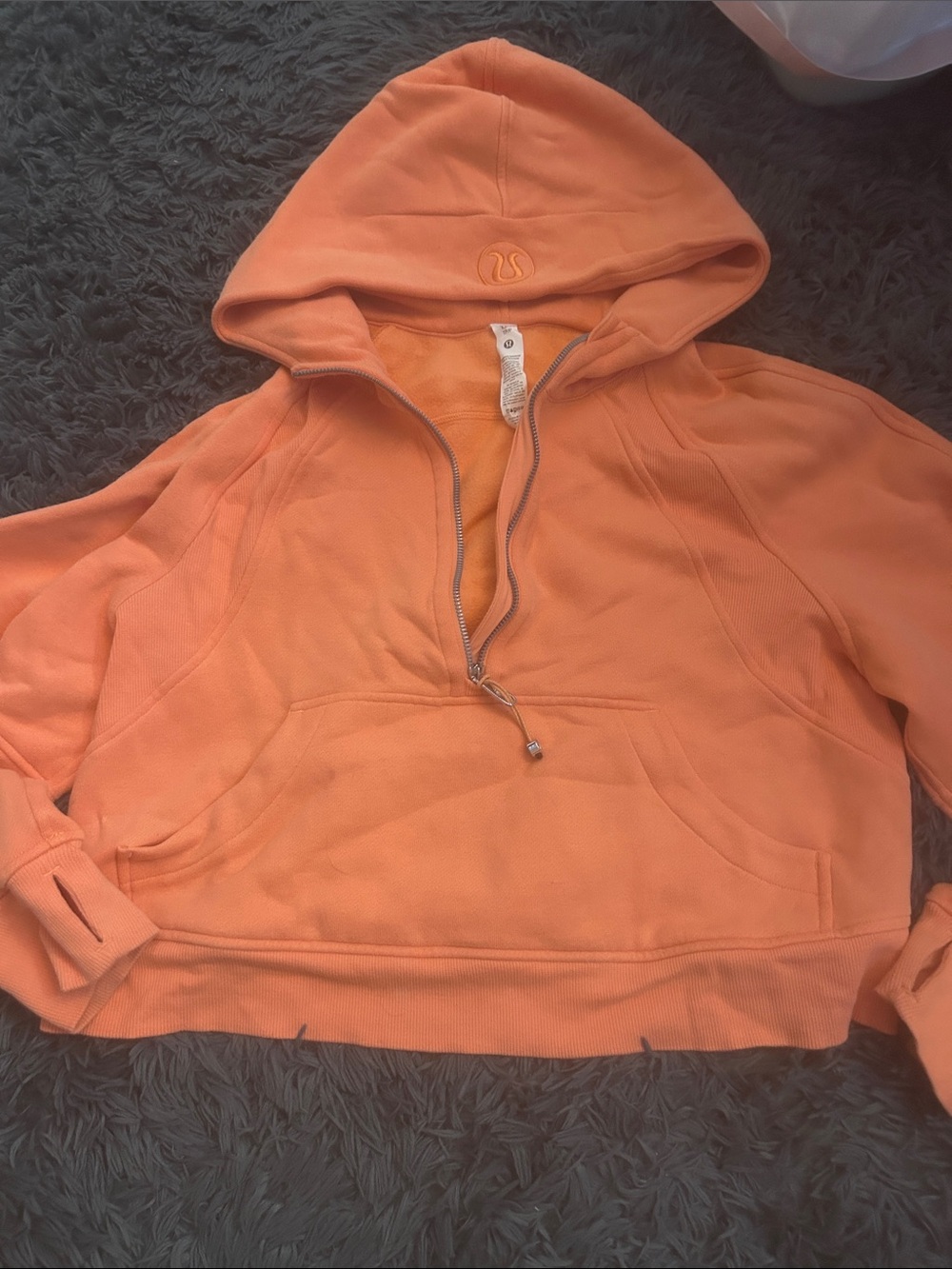 lululemon Scuba Orange Half-Zip Hooded Sweatshirt